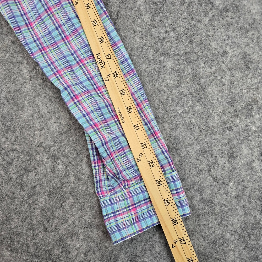 Ralph Lauren Mens Medium Plaid Button Down Shirt Blue Pink Pony Long Sleeve M - Picture 4 of 9